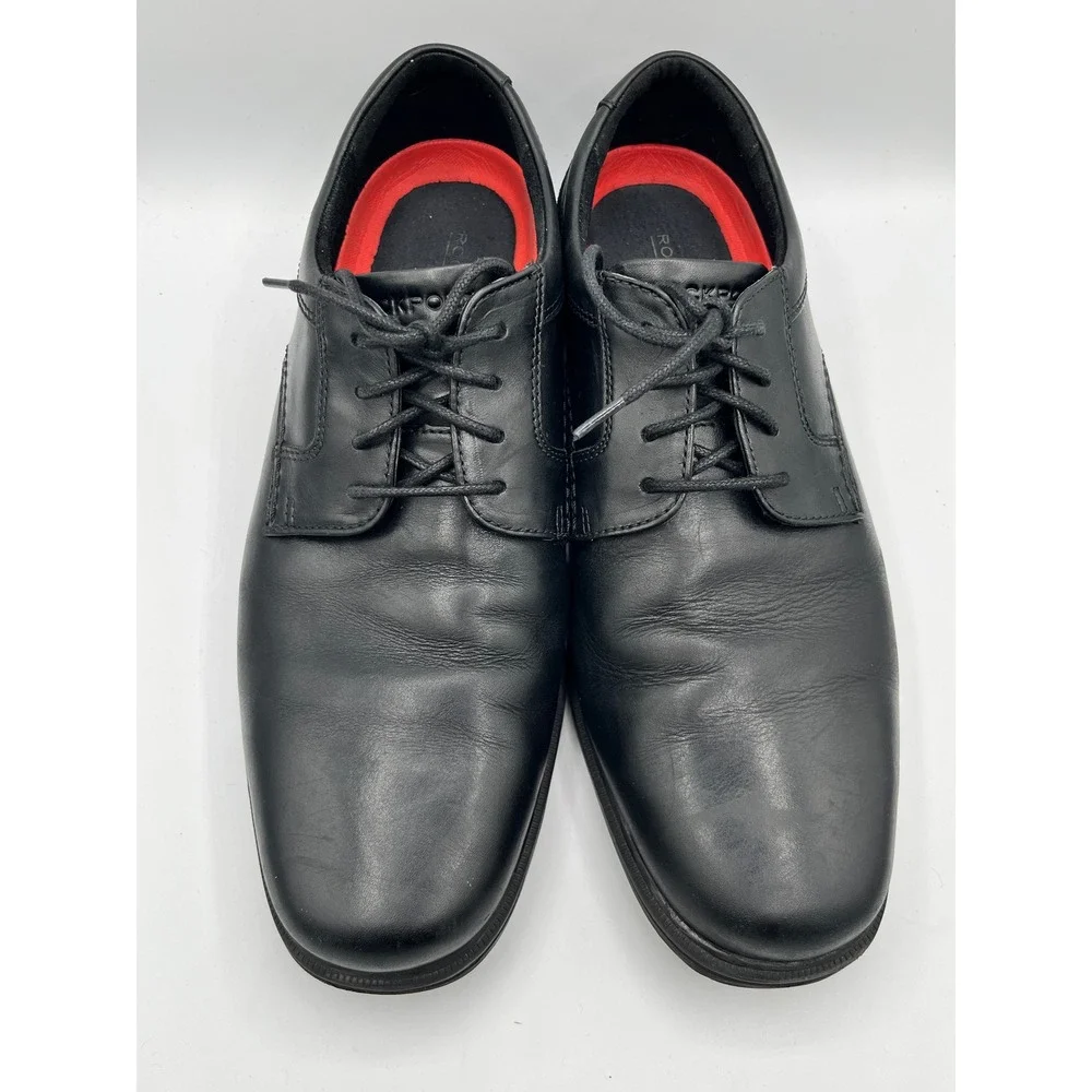 Rockport Men CI0821 truTECH‎ Black Leather Slip Resistant Derby Shoes Size 9.5 M